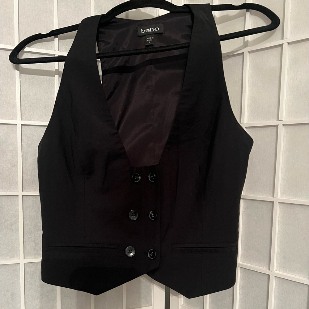 BEBE Black Darla Double Breasted Vest NWT